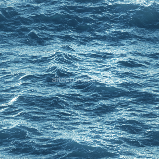 Seamless 3D PBR Ocean Surface Water Texture with Realistic Waves and Highlights