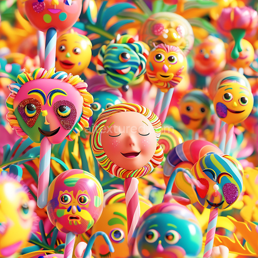 Seamless 3D Inflated Vinyl Panels PBR Texture with Colorful Quilted Bubbles