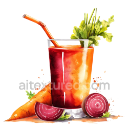 seamless Breakfast Beet and Carrot Juice Graphic with Fresh Greens and Straw texture 8k free download PBR