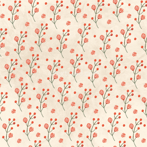 Seamless 3D PBR Floral Fabric Texture Featuring Red Flowers and Delicate Branches