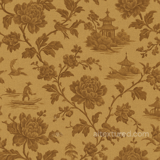 Wallpaper With Vintage Chinoiserie Flocked Textile Grain Pattern seamless Wallpaper PBR texture