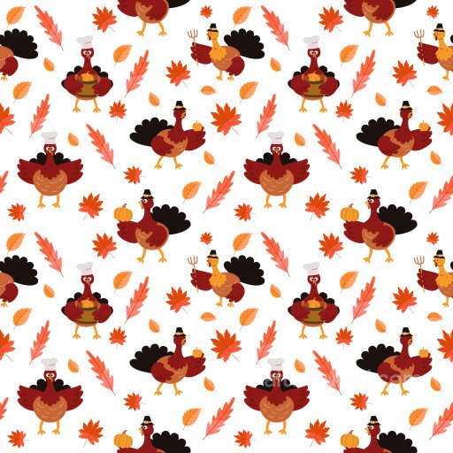 pattern PBR texture featuring playful turkeys and warm autumn leaves seamless Pattern Bundle PBR texture