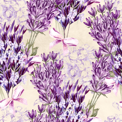 seamless Seamless 3D PBR Texture of Watercolor Lavender and Flower Bouquet Pattern texture 8k free download PBR