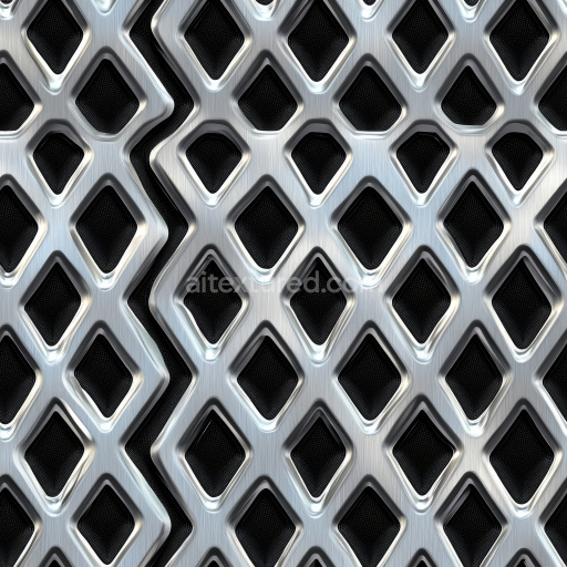Seamless 3D Brushed Steel Texture with Diamond-Shaped Vent Pattern