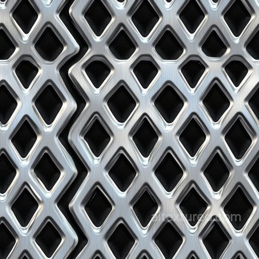Brushed Steel Texture with Diamond-Shaped Vent Pattern seamless Metal PBR texture