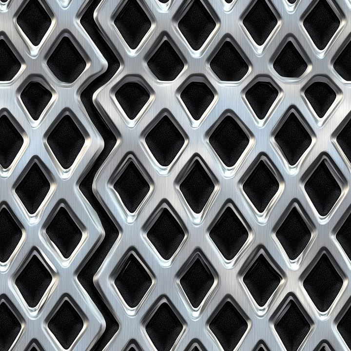 Brushed Steel with Diamond-Shaped Vent Pattern seamless PBR texture preview