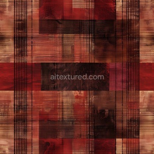 Seamless 3D PBR Plaid Texture Featuring Warm Red, Brown, and Tan Shades