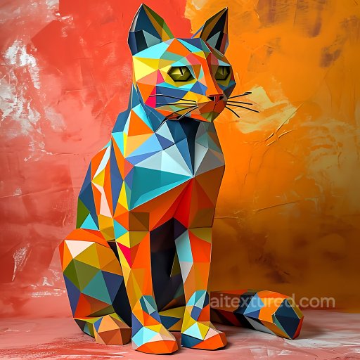 Animal - Seamless 3D PBR Texture Featuring Colorful Bobcat Origami Style Geometry texture preview