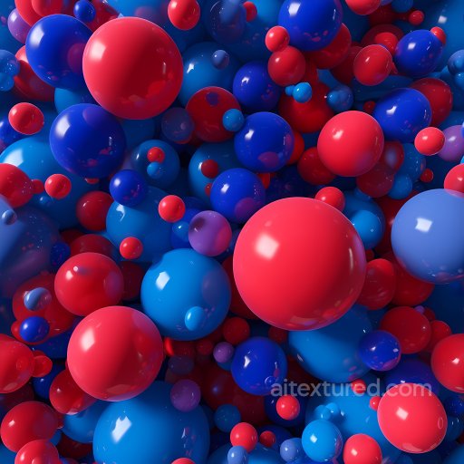 Inflated Glossy Bubble Spheres PBR Texture in Red & Blue seamless Inflated PBR texture
