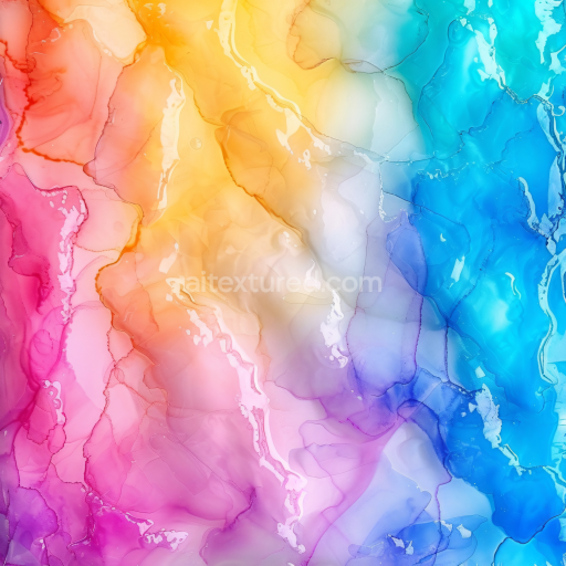 Seamless 3D Alcohol Ink PBR Texture with Multicolor Fluid Waves and Subtle Marbling