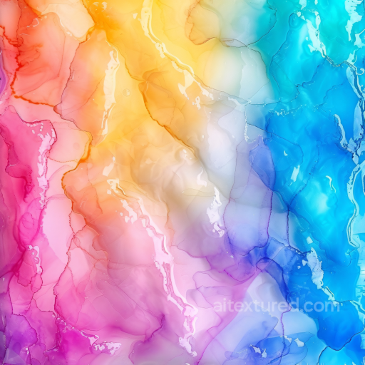 Alcohol Ink PBR Texture with Multicolor Fluid Waves and Subtle Marbling seamless Alcohol ink PBR texture