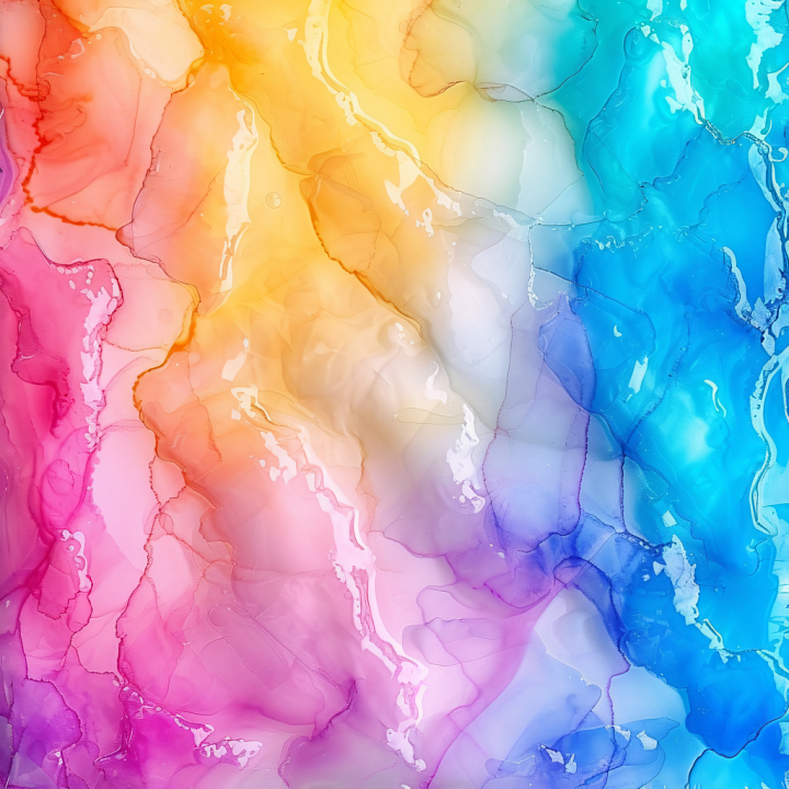 Alcohol Ink with Multicolor Fluid Waves and Subtle Marbling seamless PBR texture preview