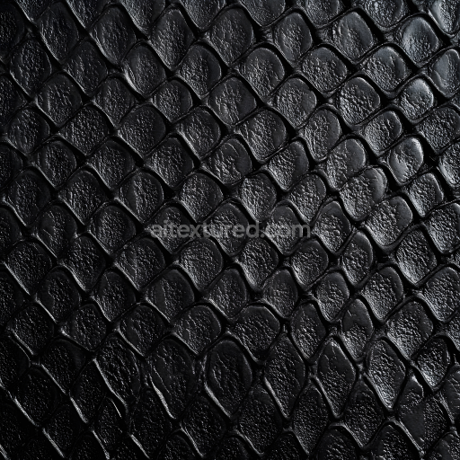 Seamless 3D PBR Black Reptile Scale Skin Texture with Glossy, Detailed Scale Pattern