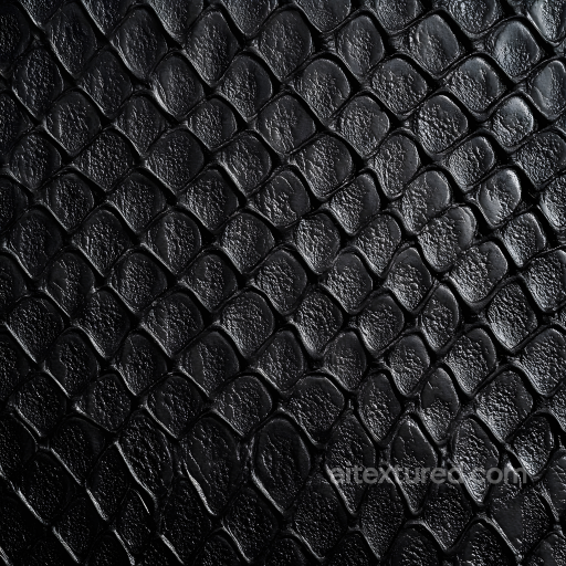 Black Reptile Scale Skin Texture with Glossy, Detailed Scale Pattern seamless Skin PBR texture