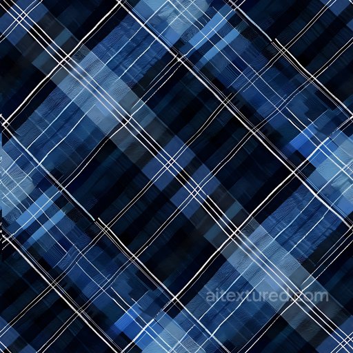 Seamless 3D PBR Texture Featuring Glossy Blue Plaid Pattern texture preview