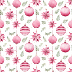 seamless Seamless 3D PBR Texture of Pink Christmas Ornaments with Pine Leaves Pattern texture 8k free download PBR