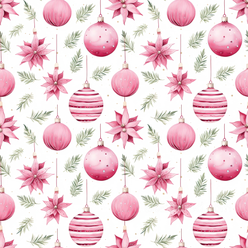 All Christmas Digital paper Texture of Pink Christmas Ornaments with Pine Leaves Pattern seamless All Christmas Digital paper PBR texture