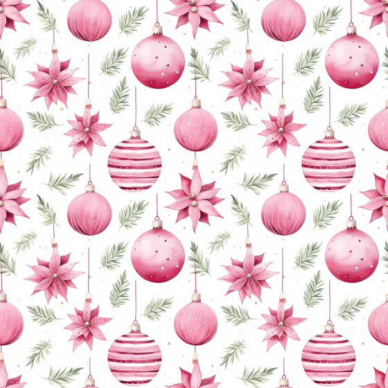 All Christmas Digital paper Texture of Pink Christmas Ornaments with Pine Leaves Pattern All Christmas Digital paper texture preview
