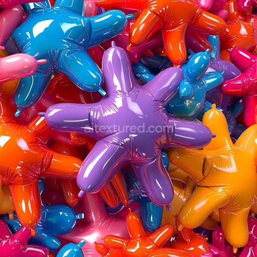 Seamless 3D Inflated Glossy Balloon Star PBR Texture in Vibrant Colors