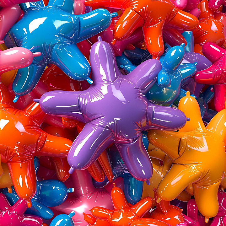 Inflated Star-Shaped Vinyl Panels in Vibrant Colors seamless PBR texture preview