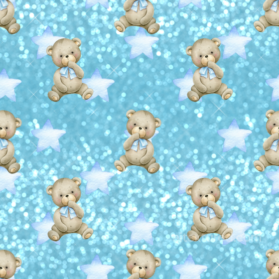 Featuring Soft Baby Boy Teddy Bears on Blue Star Pattern Baby Boy texture preview