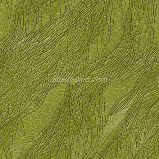 Seamless 3D Wrinkled Green Leather PBR Texture with Detailed Grain and Folds