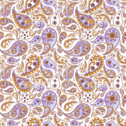 seamless Seamless 3D PBR Fabric Texture Featuring Retro Purple and Gold Paisley Design texture 8k free download PBR