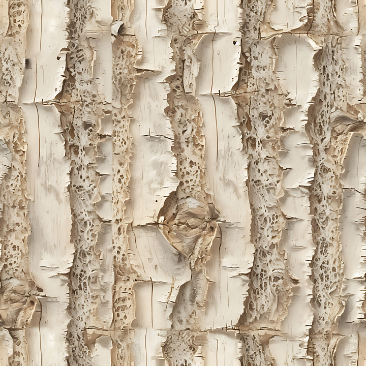Birch Bark Wood with Peeling and Detailed Grain seamless PBR texture preview