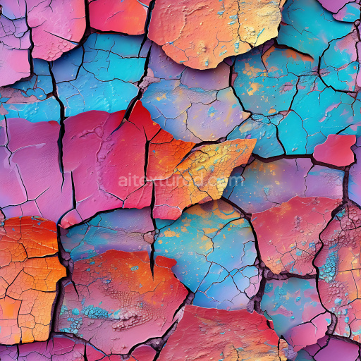 Seamless 3D PBR Cracked Paint Texture Featuring Multicolor Flaking and Peeling