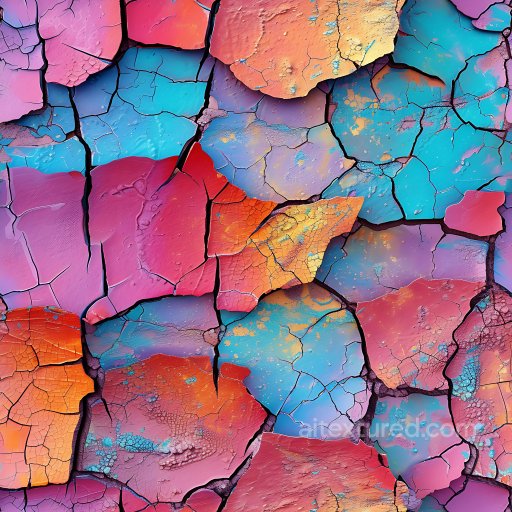 Cracked Paint Texture Featuring Multicolor Flaking and Peeling seamless Cracked & Holes PBR texture