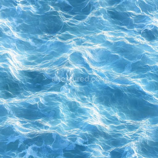 Seamless 3D PBR Texture of Realistic Ocean Surface Water with Subtle Waves and Foam Highlights