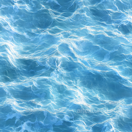 Realistic Ocean Surface Water Seamless Texture with Subtle Waves and Foam Highlights seamless Water PBR texture