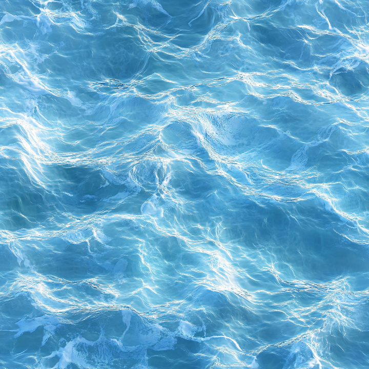 Realistic Ocean Surface Water with Subtle Waves and Foam Highlights seamless PBR texture preview