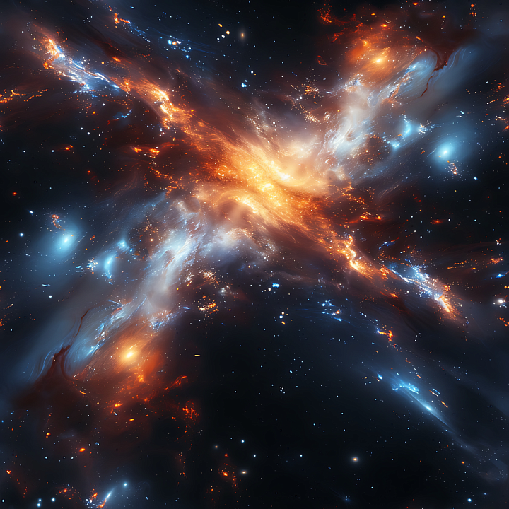 Space Featuring Glowing Galactic Nebula & Starfield seamless PBR texture preview