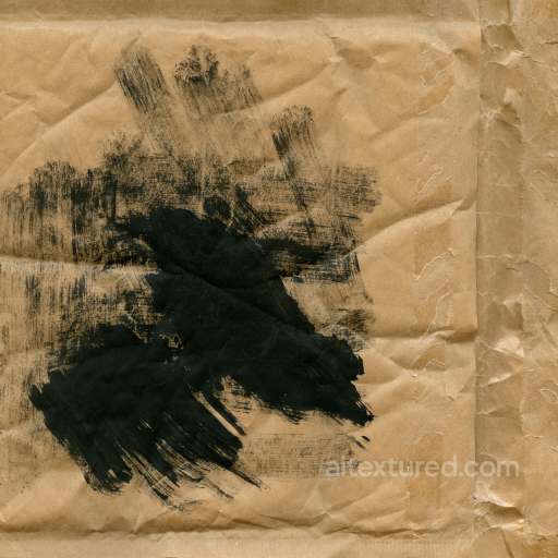 Painted Paper Texture Featuring Black Brush Strokes with Wrinkles seamless Paper PBR texture