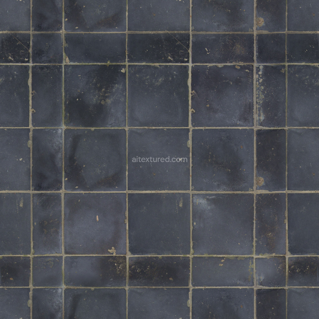 Seamless dark tiles PBR texture with detailed patterns