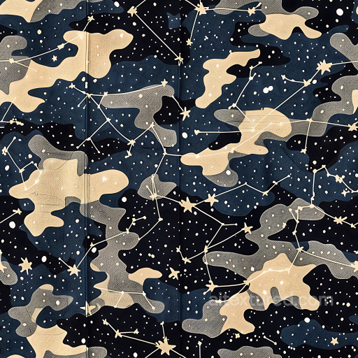Celestial Night Camouflage PBR Texture with Constellation Pattern and Dark Blue Tones seamless Color Camouflage PBR texture