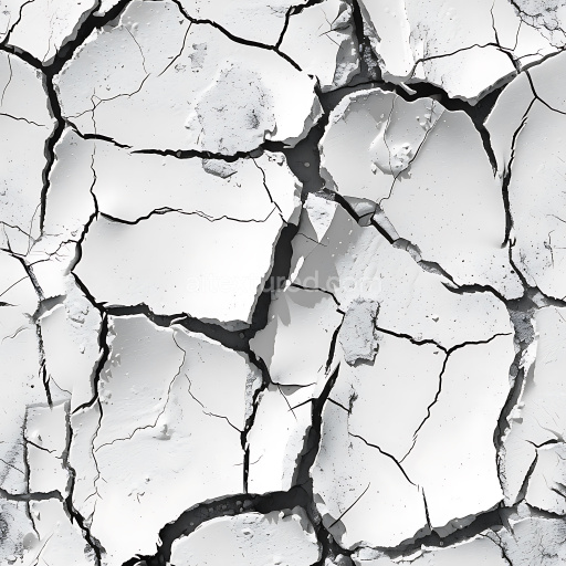 Seamless 3D cracked dried earth PBR texture with deep fractures and pale gray tones