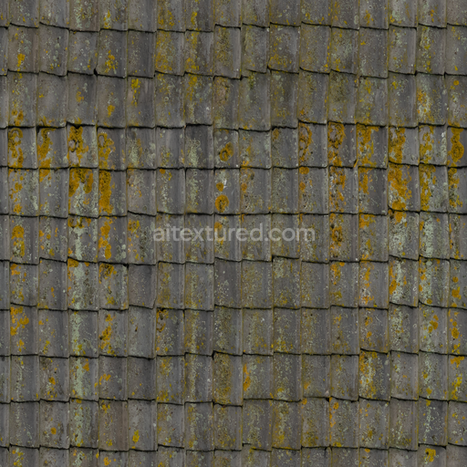Roof Tiles — Grey Moss Damp Moss Damp Mosscovered — PBR seamless 3D texture