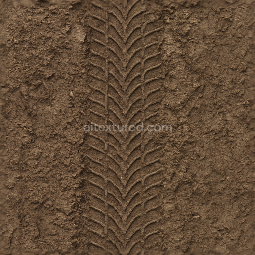 Seamless 3d texture pbr 8k forest trail rubber imprint tire track dirt muddy tire tread muddy trail