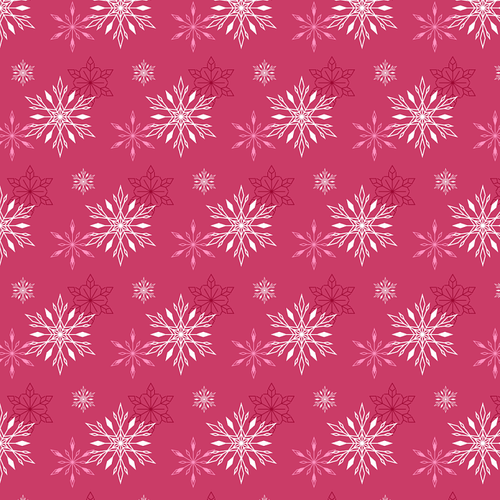 Christmas Digital Paper with Snowflake Pattern on Red seamless PBR texture preview