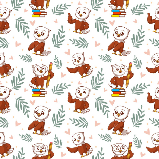 Pattern Bundle - Seamless 3D Pattern PBR Texture with Playful Cartoon Eagle Motifs and Pastel Accents texture preview