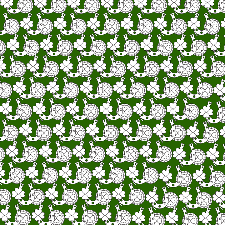 with St Patrick Lucky Horseshoes and Shamrocks Pattern seamless PBR texture preview