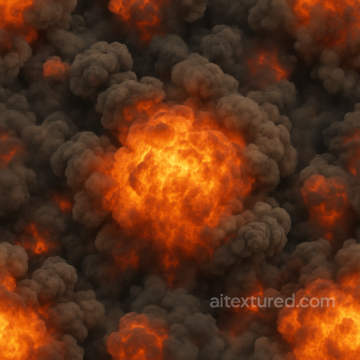 Illustrating Volatile Gases And Combustion With Fireball In Intense 8K PBR Detail seamless Explosion PBR texture