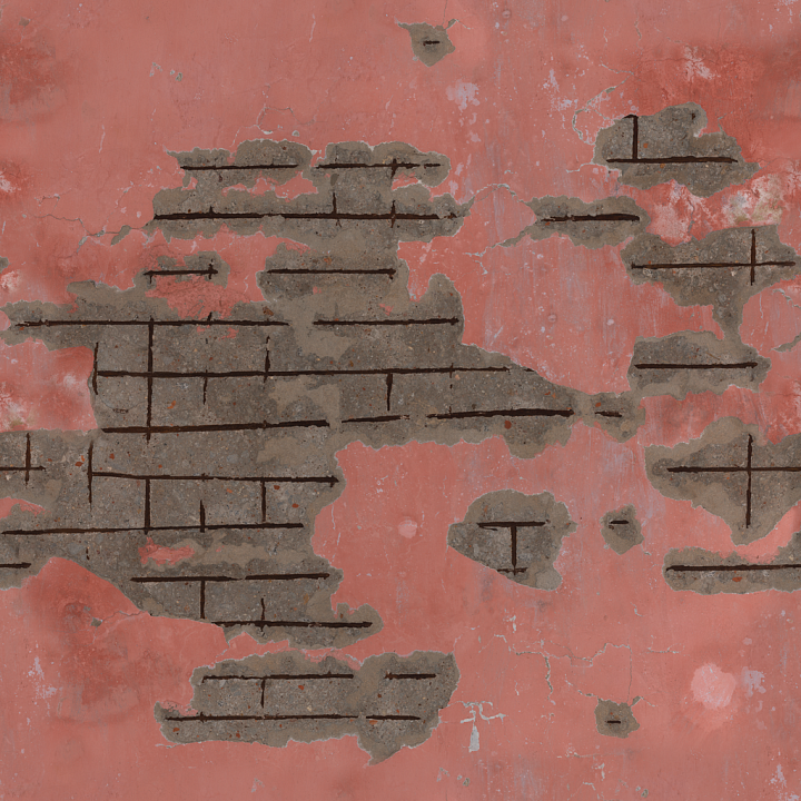 Rebar Concrete Painted - Old Rebar Concrete Concrete Painted Crumbling seamless PBR texture preview