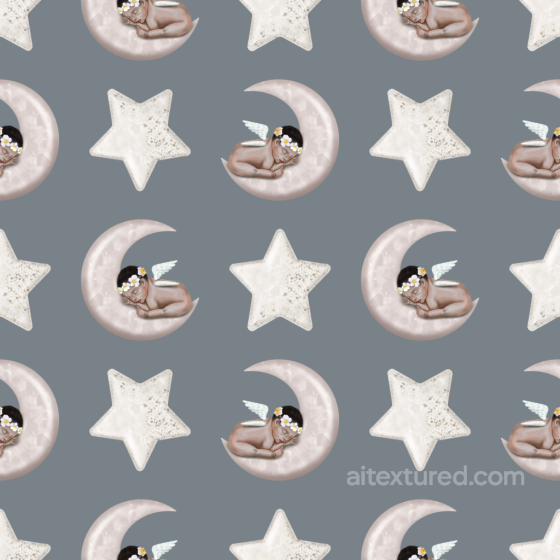 Fabric Texture with Baby Moon and Star Pattern Baby Boy texture preview