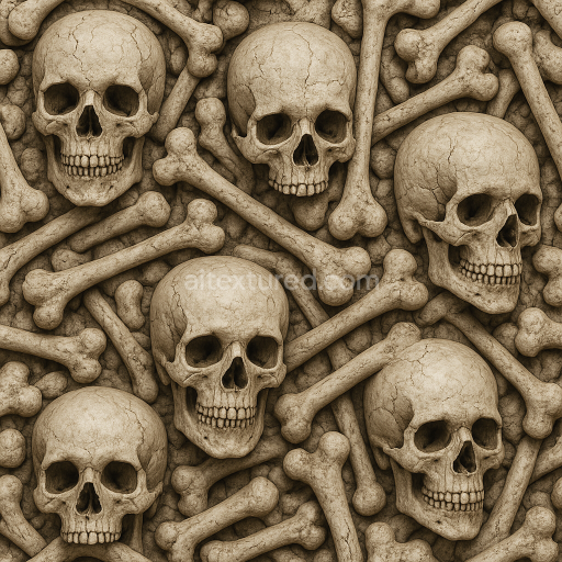 Seamless 3D Texture PBR 8K Halloween Scary Skull Bone Surface