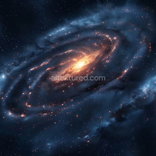 Seamless 3D Spiral Galaxy PBR Texture with Glowing Nebula Clouds and Starfield