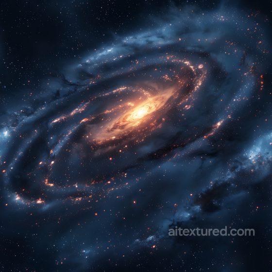 Spiral Galaxy PBR Texture with Glowing Nebula Clouds and Starfield Star, space, planets texture preview