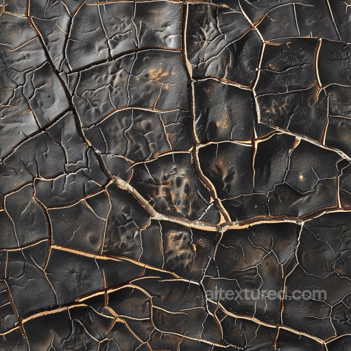 cracked vintage black leather PBR texture with deep crevices and aged surface seamless Leather PBR texture